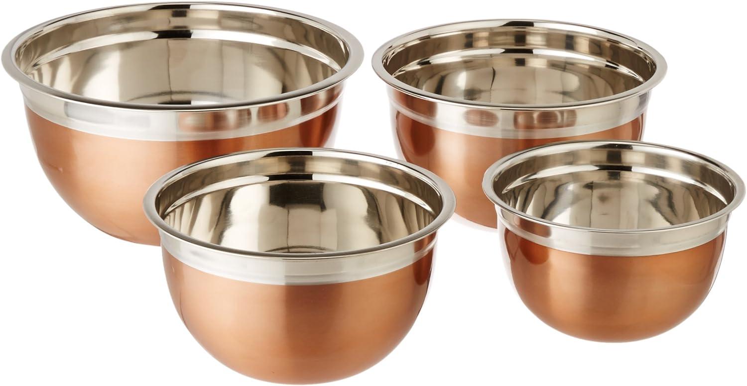 4-Piece Copper and Stainless Steel Mixing Bowl Set