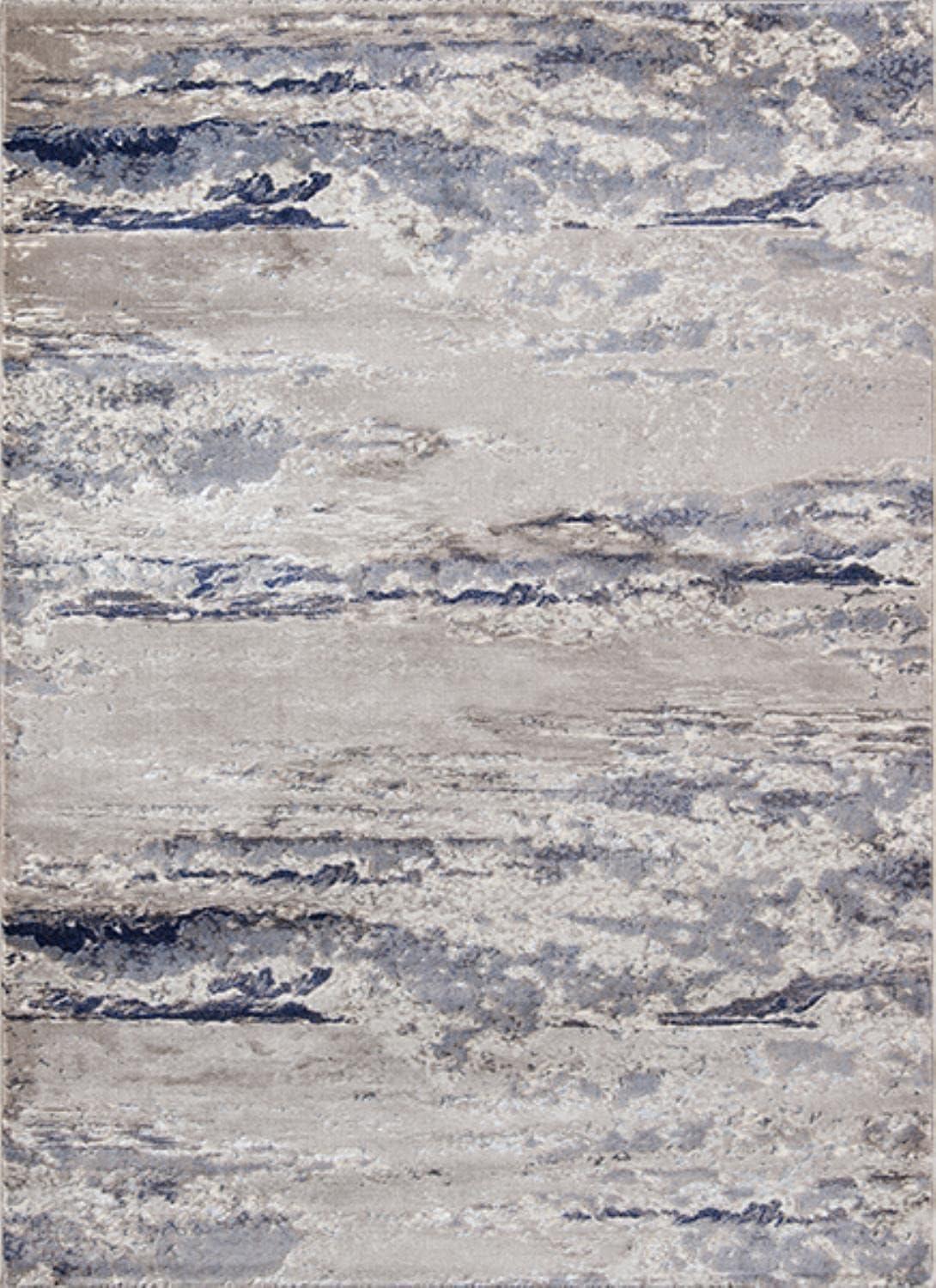 Monterey Blue Abstract Contemporary Low Pile Area Rug, 36"L x 24"W