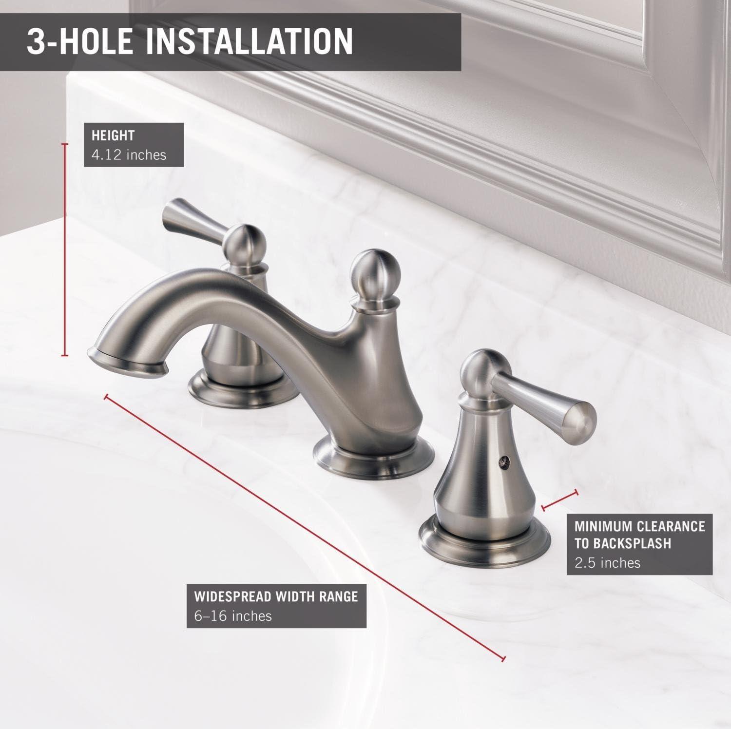 Haywood Widespread Bathroom Faucet 3 Hole, 2-handle Bathroom Sink Faucet with Drain Assembly