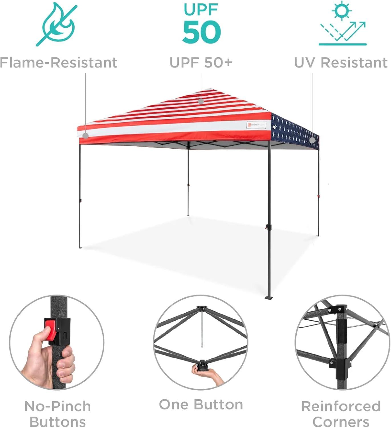 Best Choice Products 8x8ft Easy Setup Pop Up Canopy w/ 1-Button Setup, Wheeled Case, 4 Weight Bags