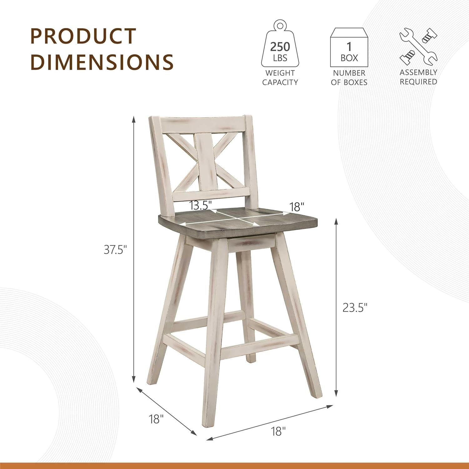 Open Box Homelegance Amsonia 24" Swivel Bar Height Chair Stool, White (2 Pack)