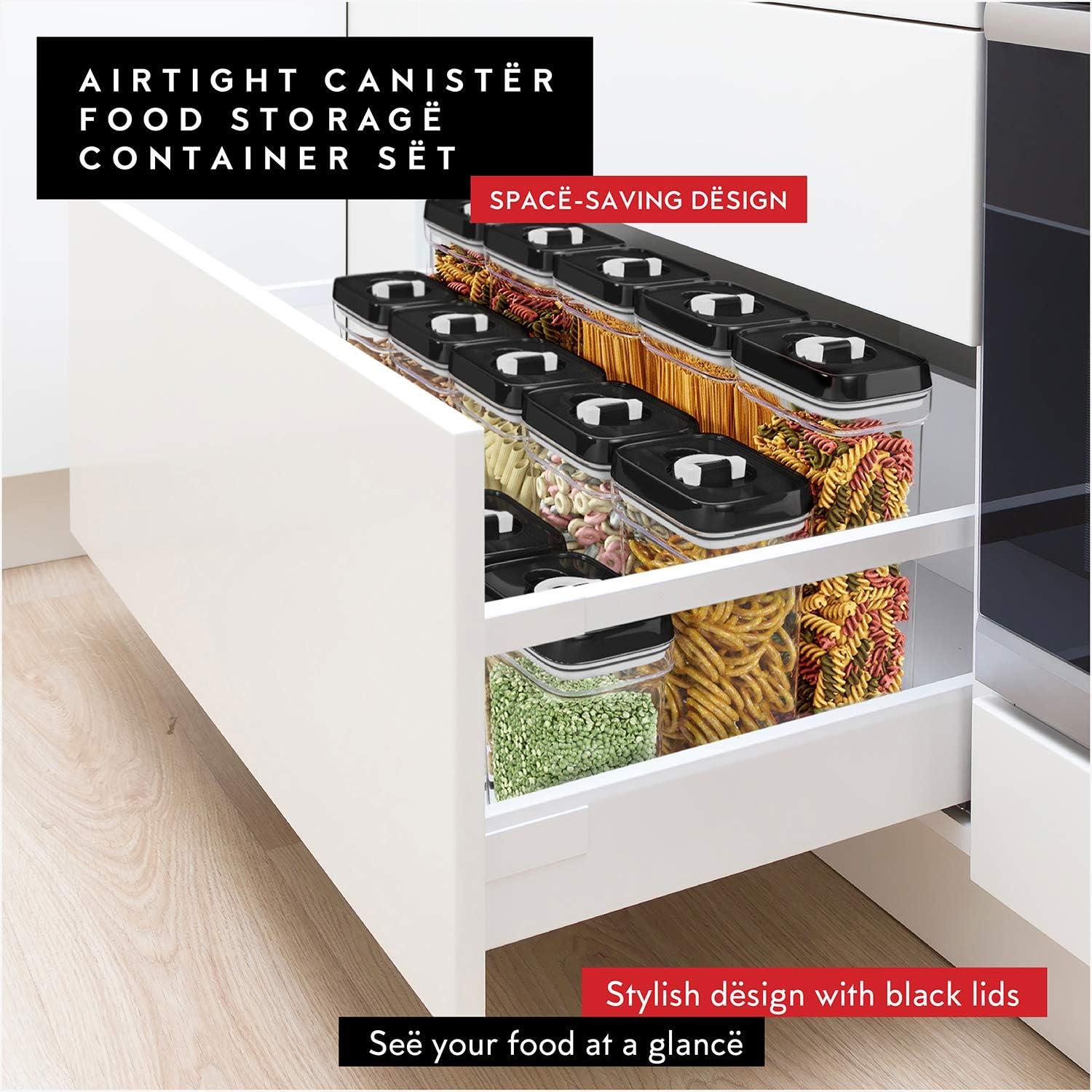 DWËLLZA KITCHEN 4 Piece Set Clear Plastic Airtight Food Storage BPA-Free Containers with Lids Food Containers for Pantry Organization and Storage