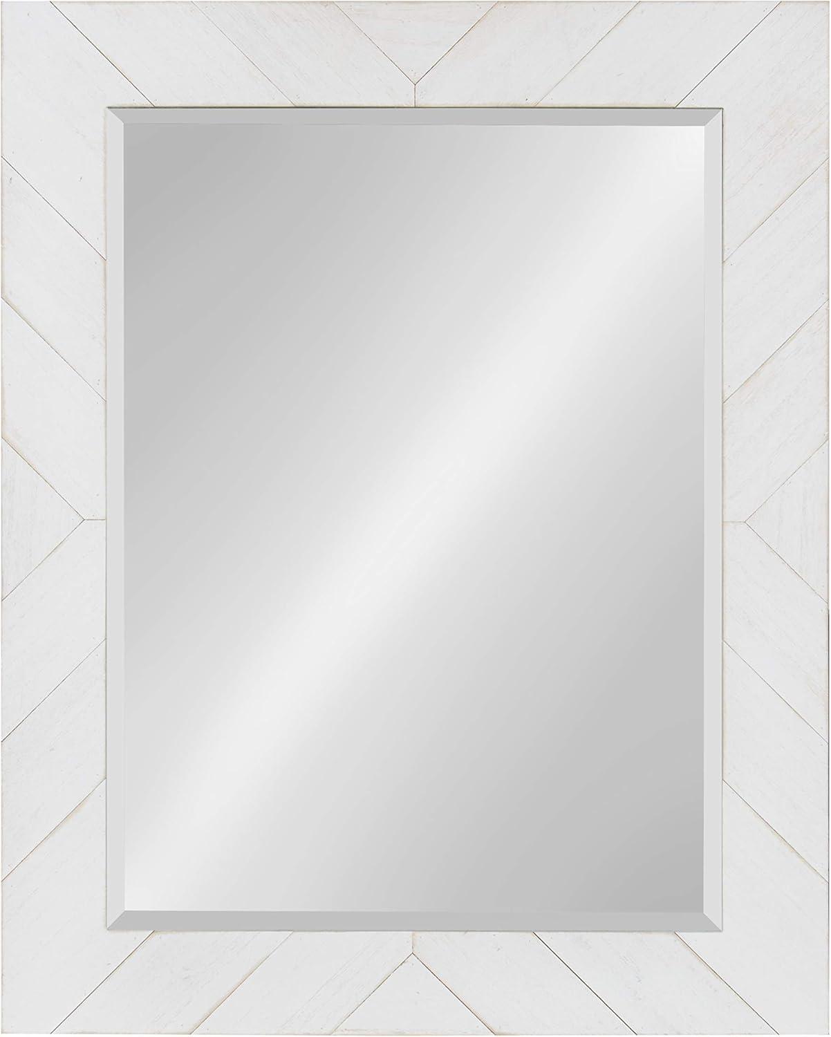 24" x 30" Rost Pieced Wood Framed Wall Mirror White - DesignOvation: Modern Rectangle, No Assembly Required