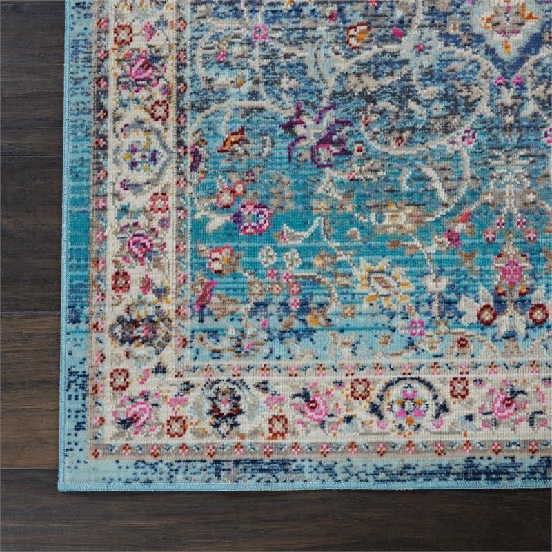 Nourison Vintage Kashan VKA01 Blue/Ivory/Orange Indoor Area Rug - 2'4 x 8'