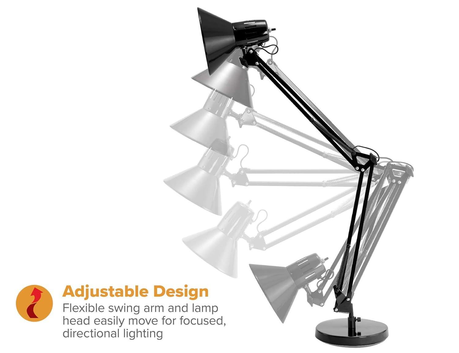 Adjustable Black Metal LED Desk Lamp with Swing Arm