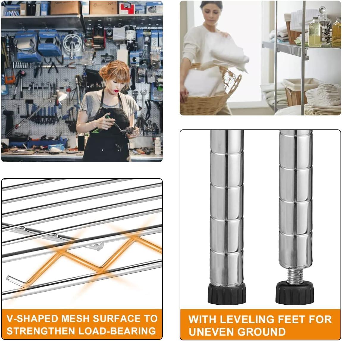 FDW Wire Shelving Unit Heavy Duty Storage Rack Metal Shelf Garage Organizer Wire Rack  (Chrome, 36" L x 14" W x 54" H)