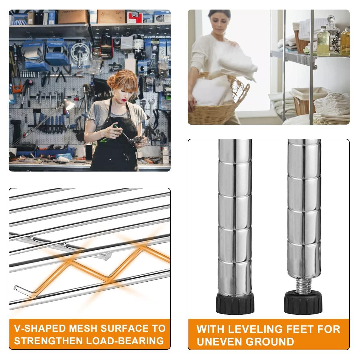 FDW Wire Shelving Unit Heavy Duty Storage Rack Metal Shelf Garage Organizer Wire Rack  (Chrome, 36" L x 14" W x 54" H)