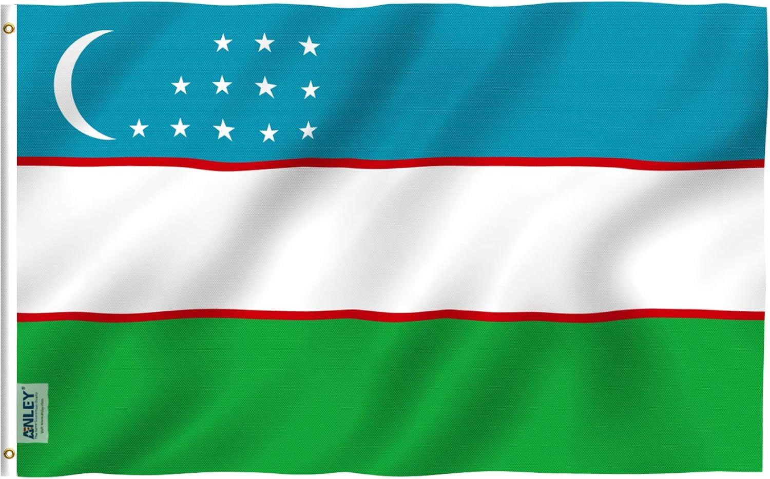 ANLEY 3 ft x 5 ft Uzbekistan Flag - Republic of Uzbekistan Flags Polyester