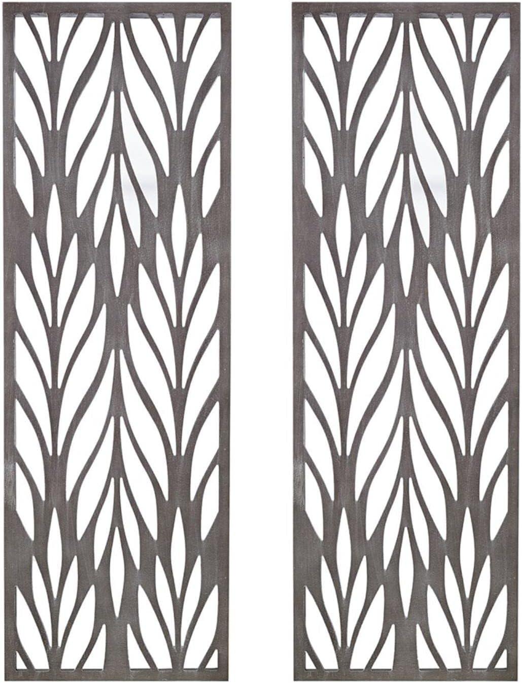 Florian Gray Botanical Laser Cut Wood 2-Piece Wall Panel Set