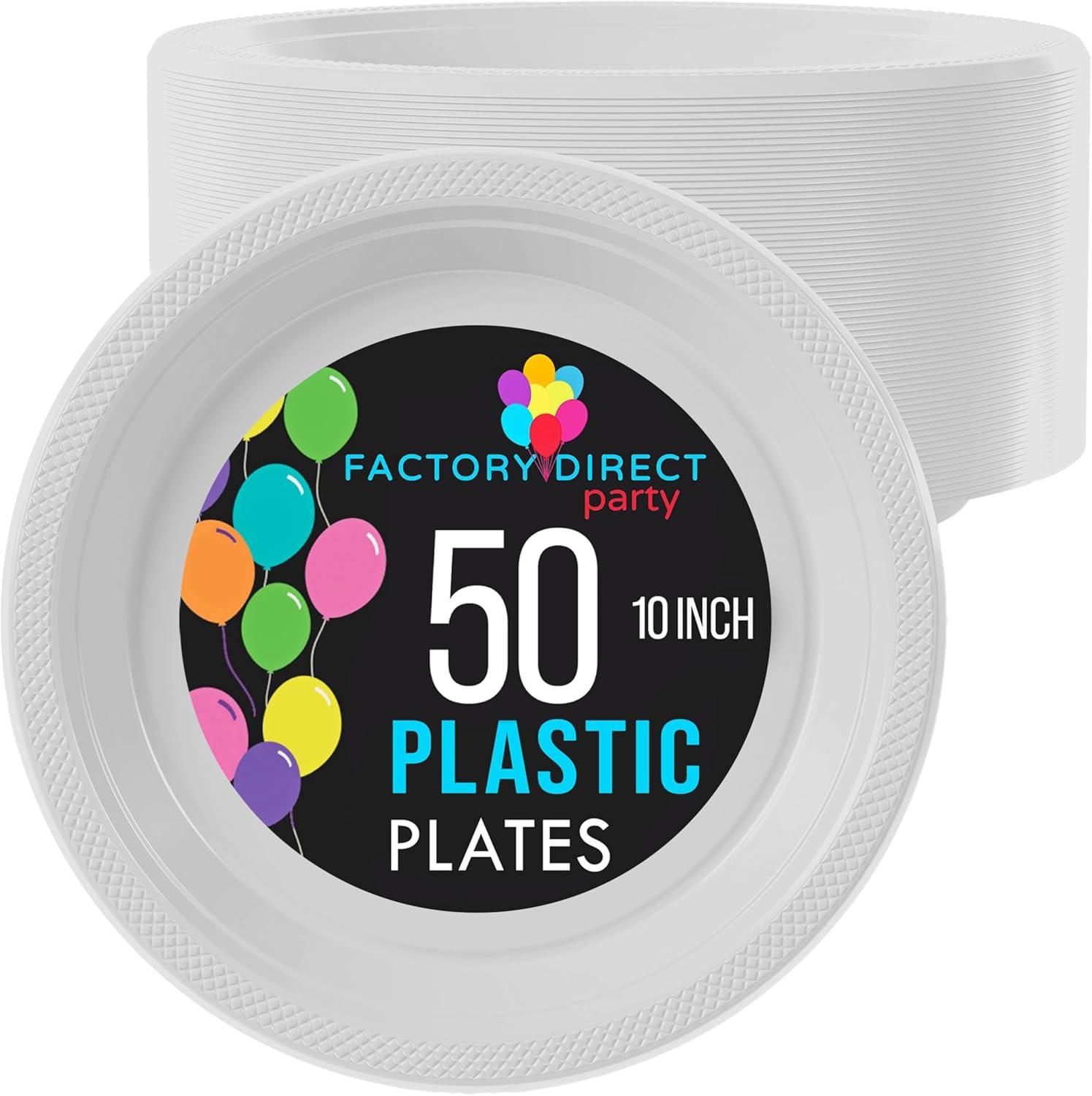 Exquisite 10" Disposable Party Plastic Plates - 50 Count