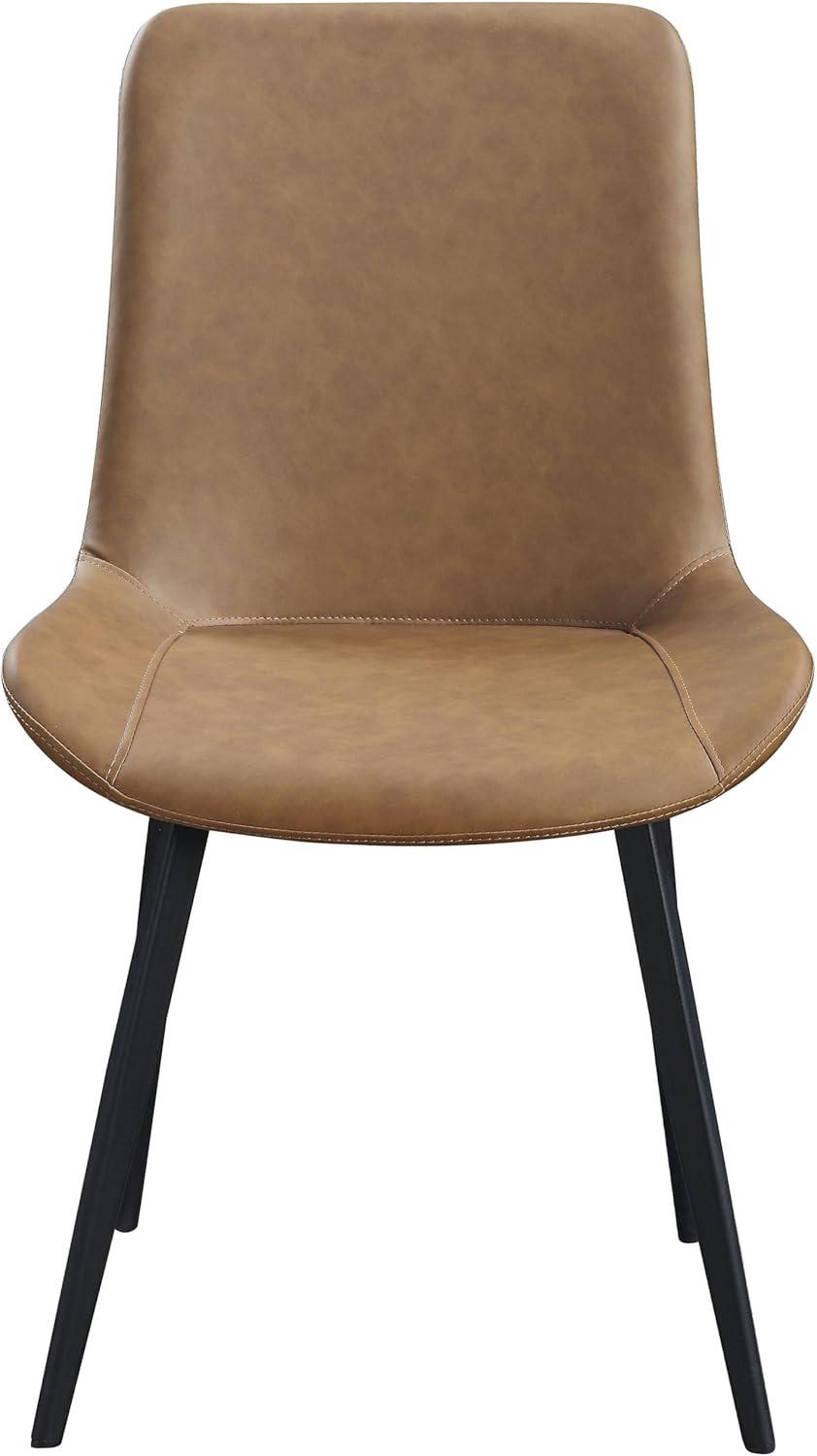 Abiram 21" Dining Chairs Brown - Acme Furniture: Upholstered Side, Kitchen, Metal Frame, Leather Textile