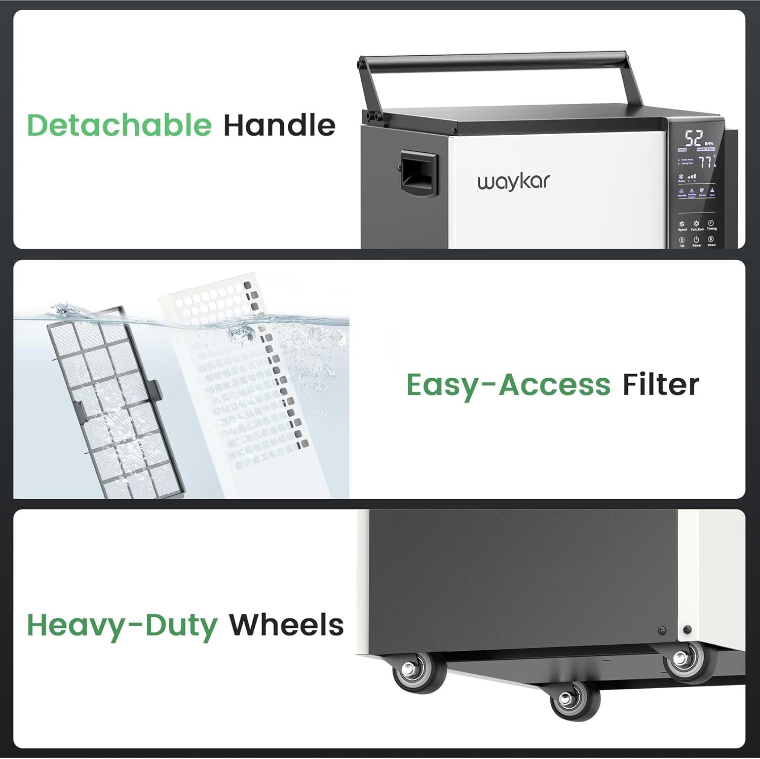 Waykar 190 Pint Commercial Dehumidifier for Home & Basements up to 8000 sq ft