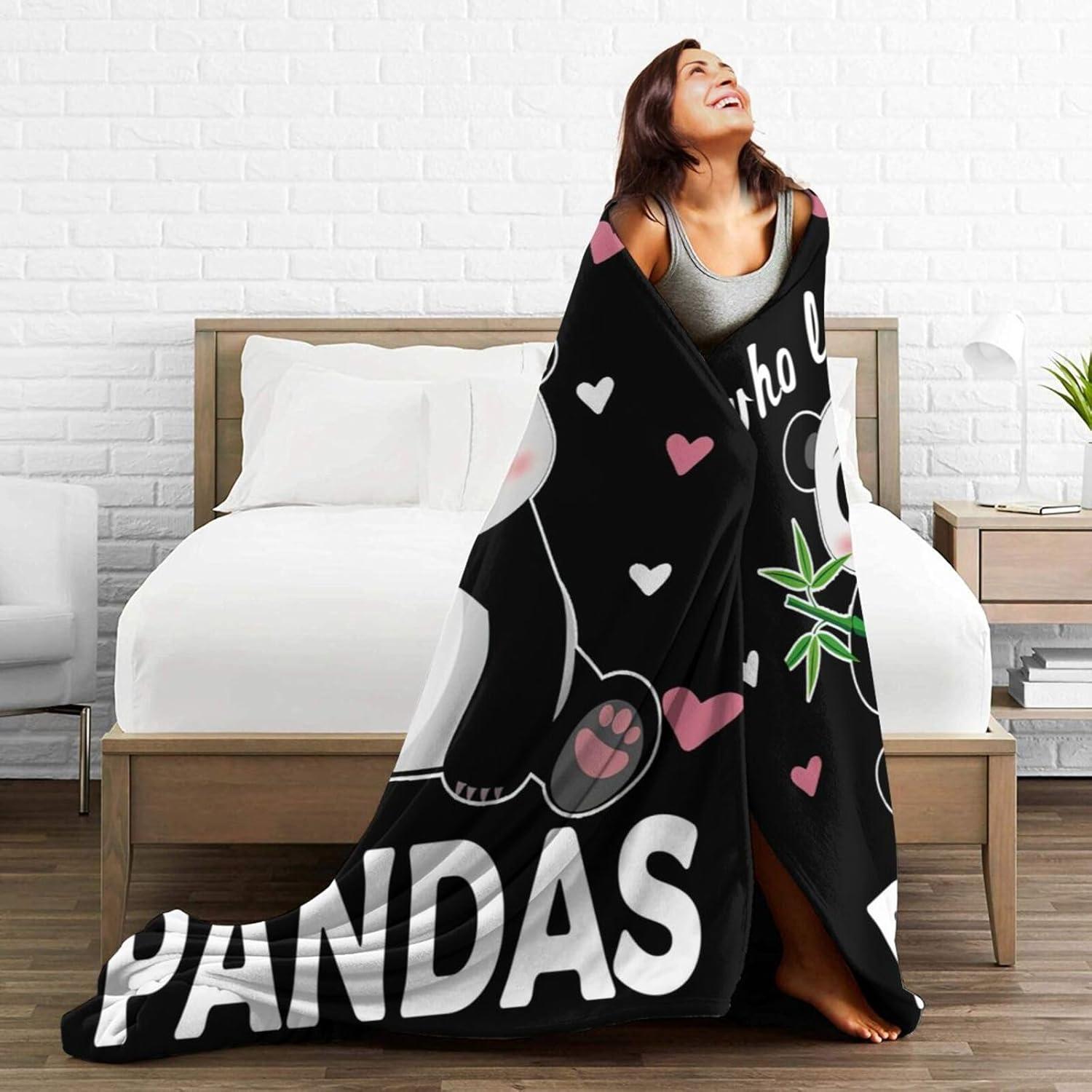 Panda Blanket Cute Panda Plush Throw Blanket Super Soft Cozy Warm Fleece Just A Girl Who Loves Panda Bedding Blanket Gifts for Kids Girls Boys Women 40"X50"