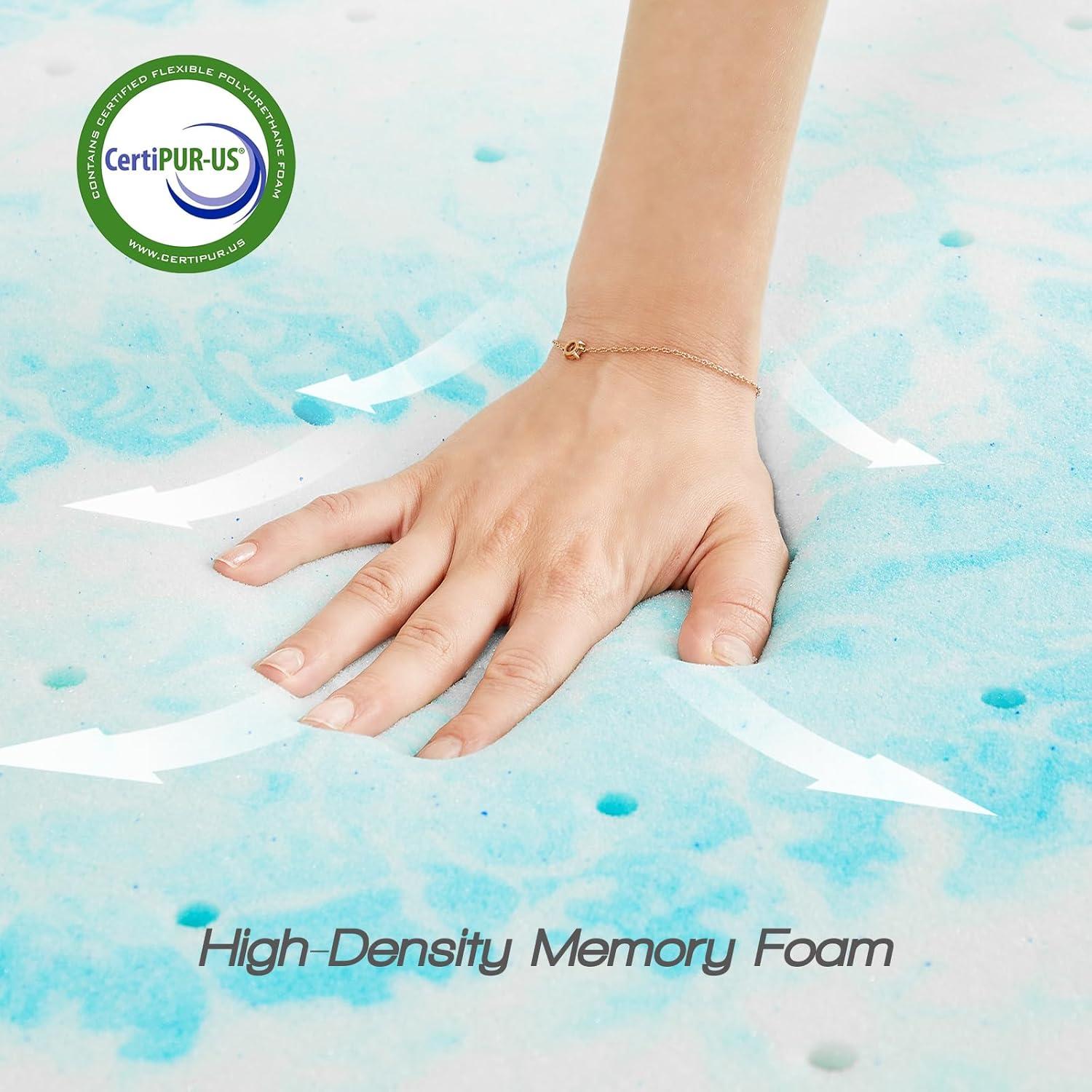 Simenmax Queen Mattress Topper, 3 Inch Gel Memory Foam Bed Topper for Queen Size Bed, CertiPUR-US Certified, Blue