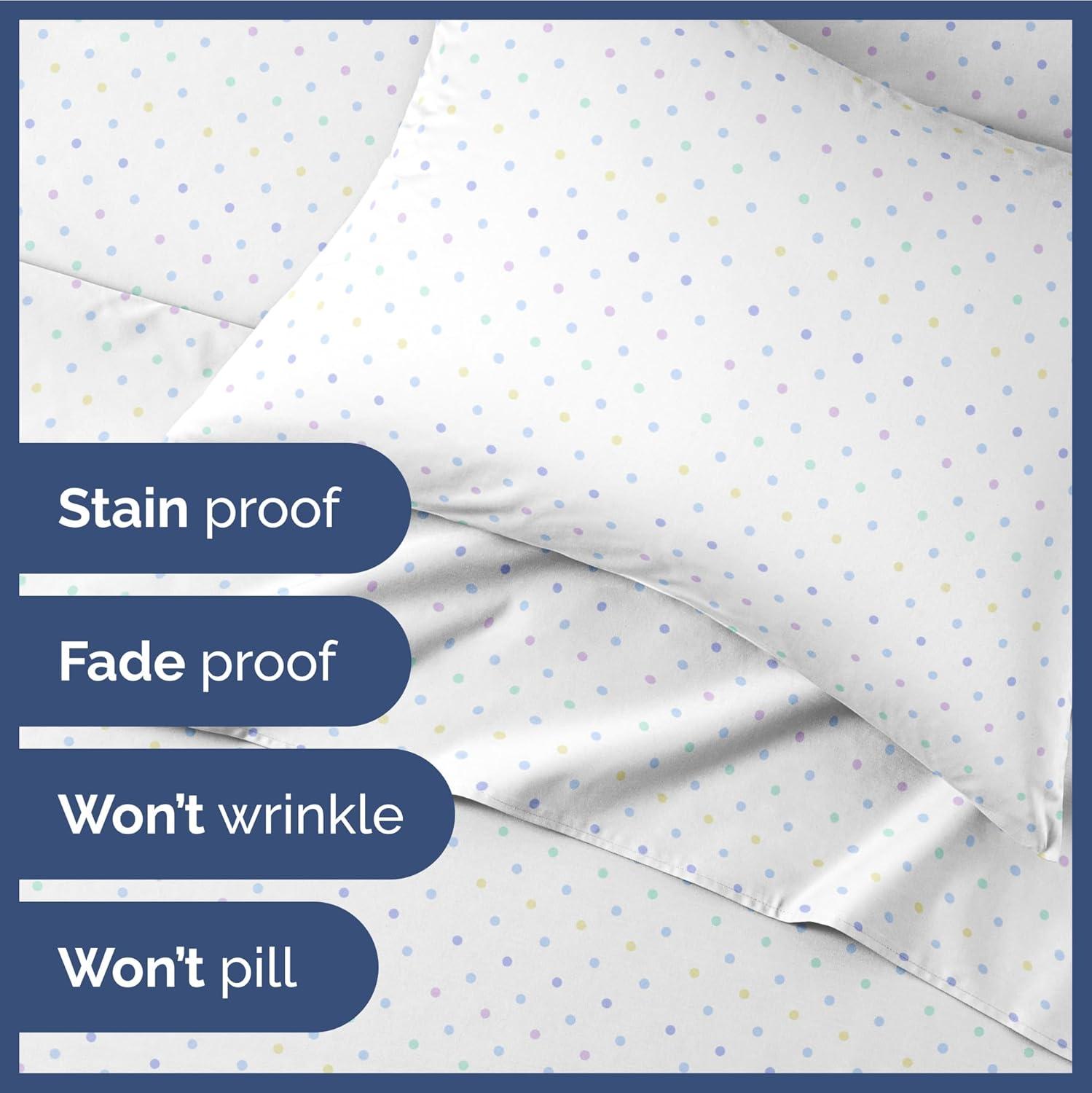 4 Piece Kids Microfiber Sheet Set - Wrinkle Free - Cute, Cozy, Soft