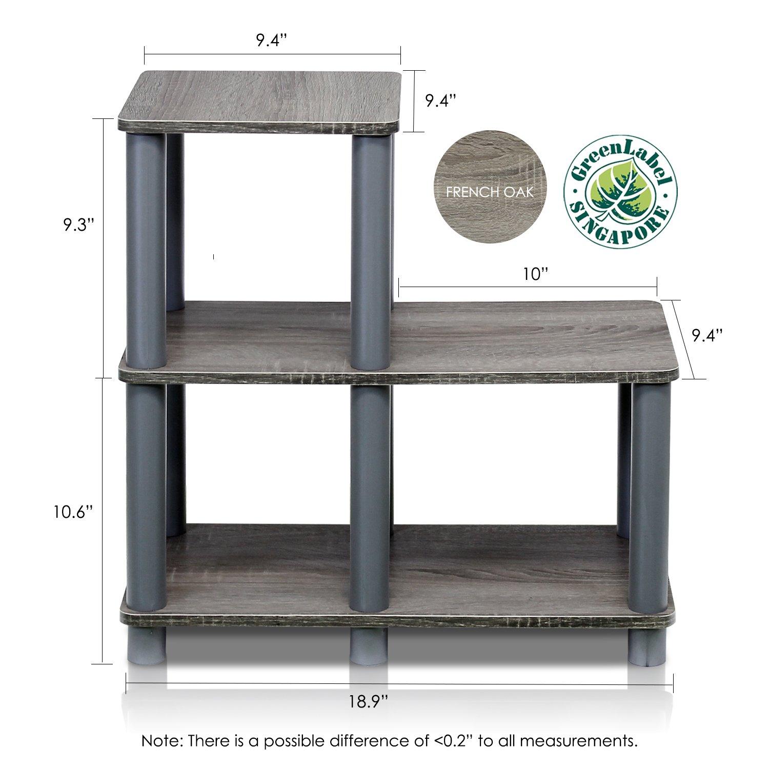 Furinno 14032GY / GY Turn - N - Tube Accent Decorative Shelf, French Oak / Grey