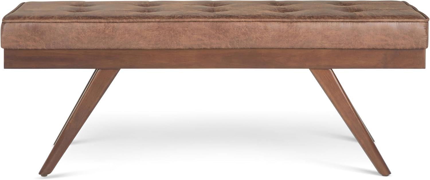 Simpli Home Pierce Solid Hardwood Mid Century Ottoman Bench In Distressed Umber Brown