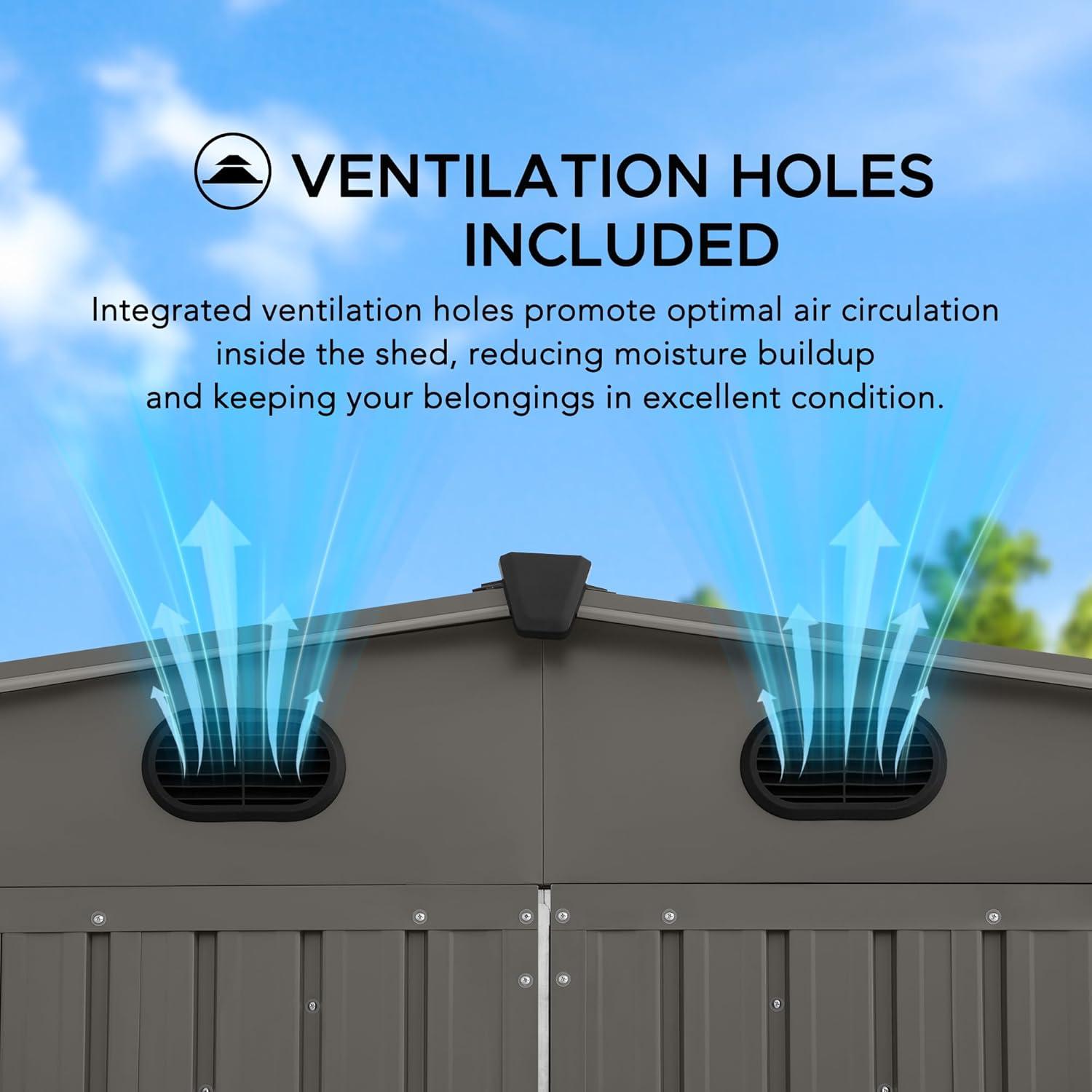 Sunjoy Outdoor Storage Shed 13 x 20 ft. Carport, Patio Metal Utility Large Storage Shed Garage with 2 Doors and 4 Vents, for Car, Truck, Bike, Garbage Can, Tool, Lawnmower