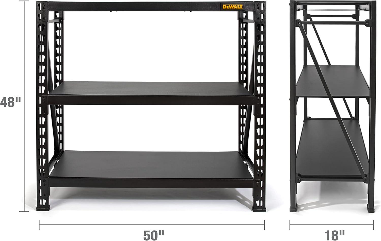 DeWalt 41658 DXST4500BLK 3Shelf Storage Rack w/LaminateDeck 50”Wx18”Dx48”H Black