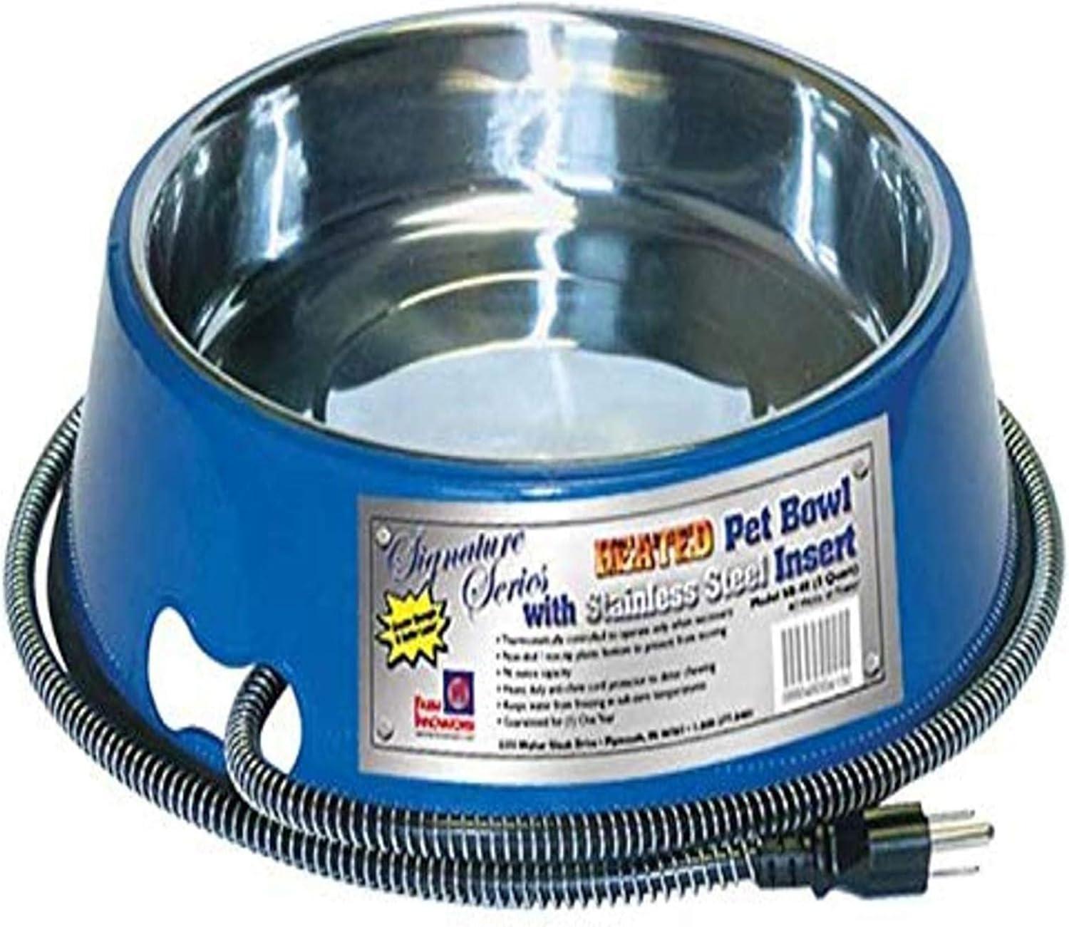 Farm Innovators SB-40 Signature Series 3 Quart Electric Heated Pet Water Bowl with Stainless Steel Insert, Thermostatic Control, 40 Watt