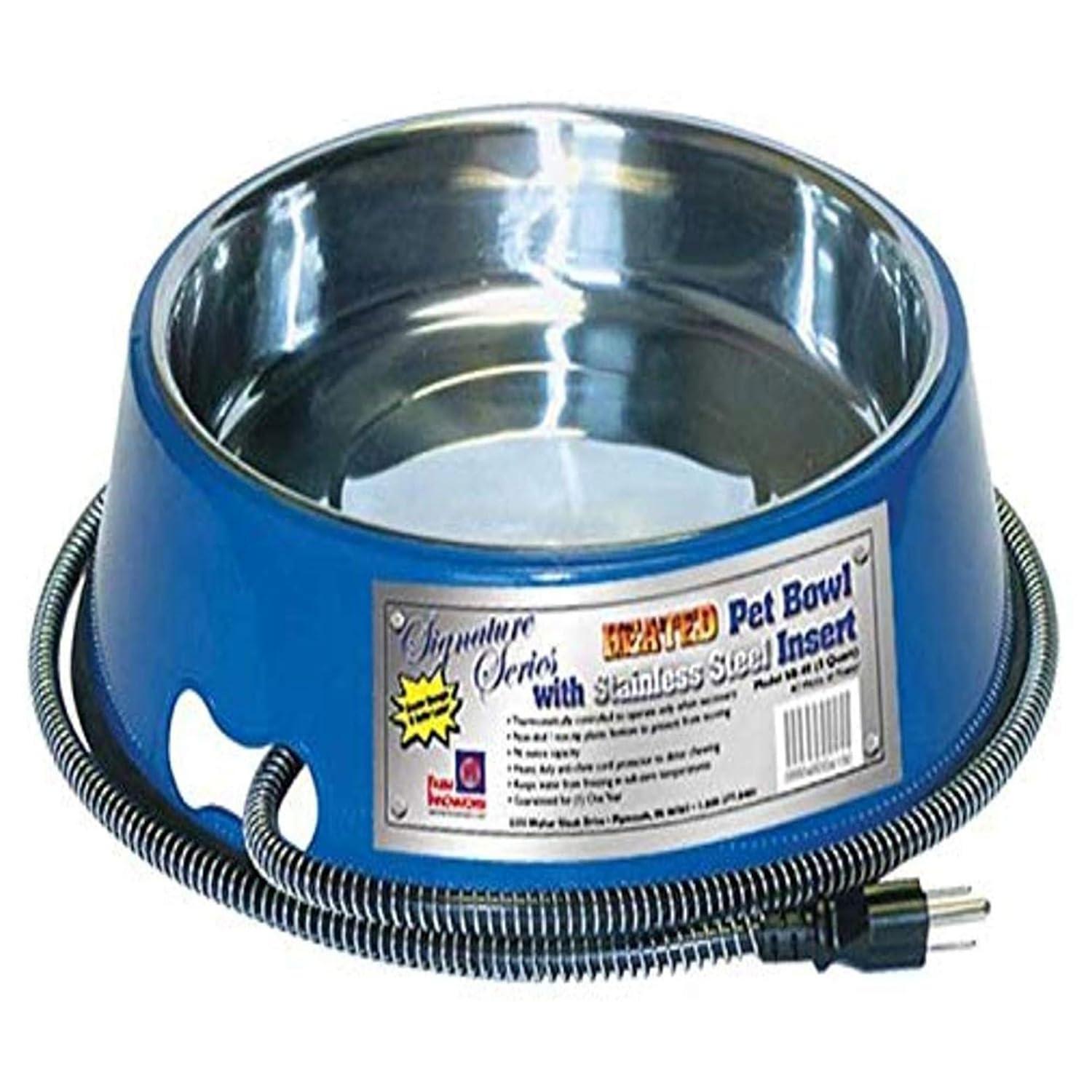 Farm Innovators SB-40 Signature Series 3 Quart Electric Heated Pet Water Bowl with Stainless Steel Insert, Thermostatic Control, 40 Watt