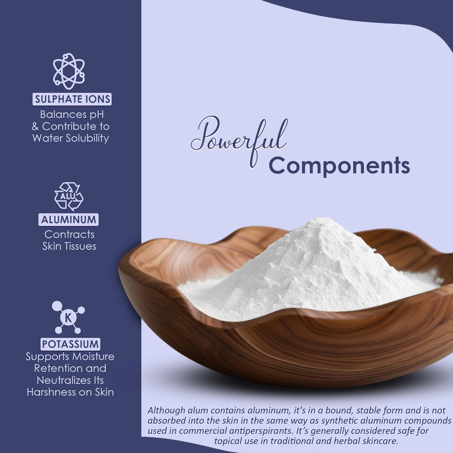 Mi Nature Alum Powder Potassium (Fitkari/Phitkari) -100% Natural Skincare for Acne, Odor Control & Water Purification Face Mask for |Pore Refining 100g |Face Pack Powder |Cruelty-Free