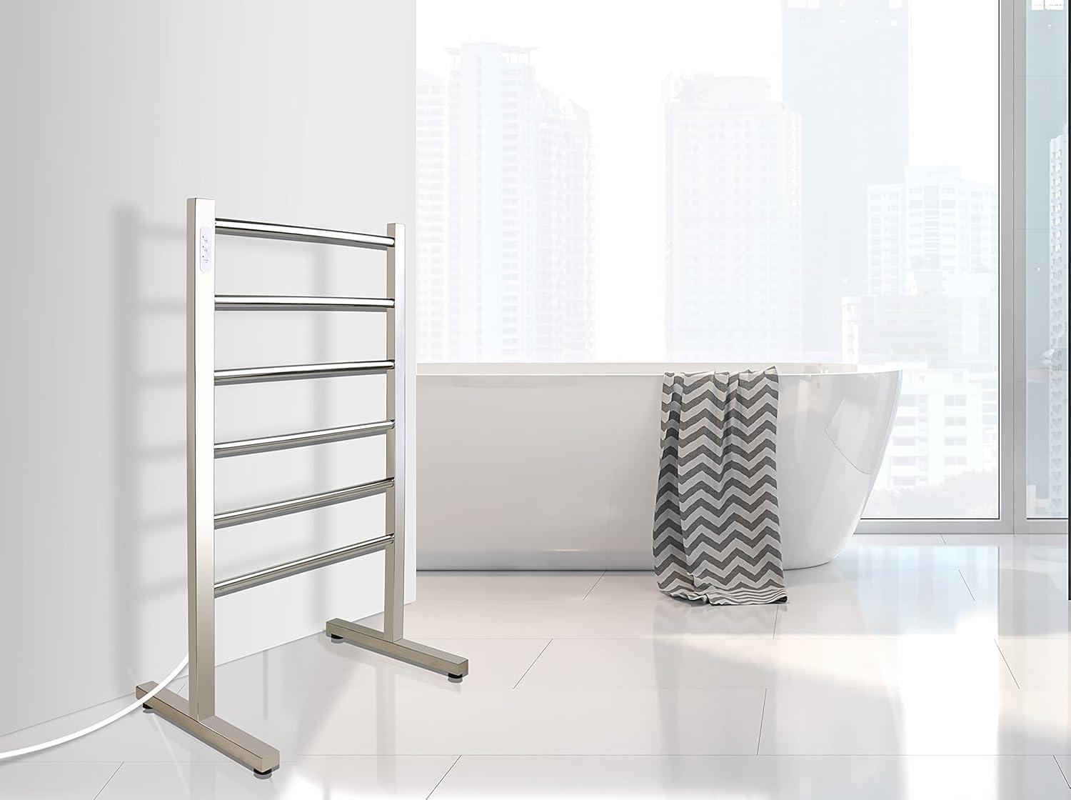 Ibiza Electrical Freestanding Towel Warmer, Polished, Plug-in, 6 Bars