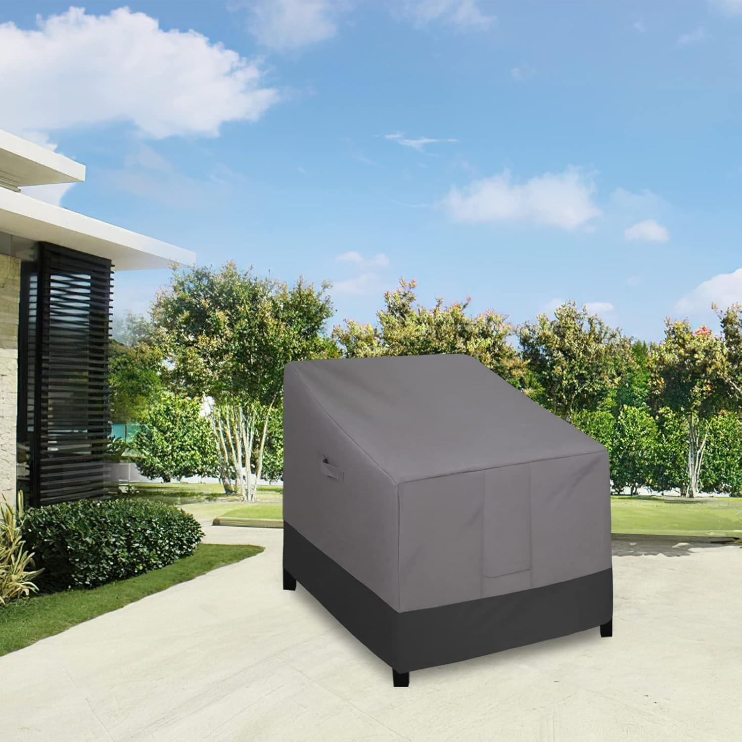 Gray and Black Waterproof Heavy Duty Outdoor Chair Cover