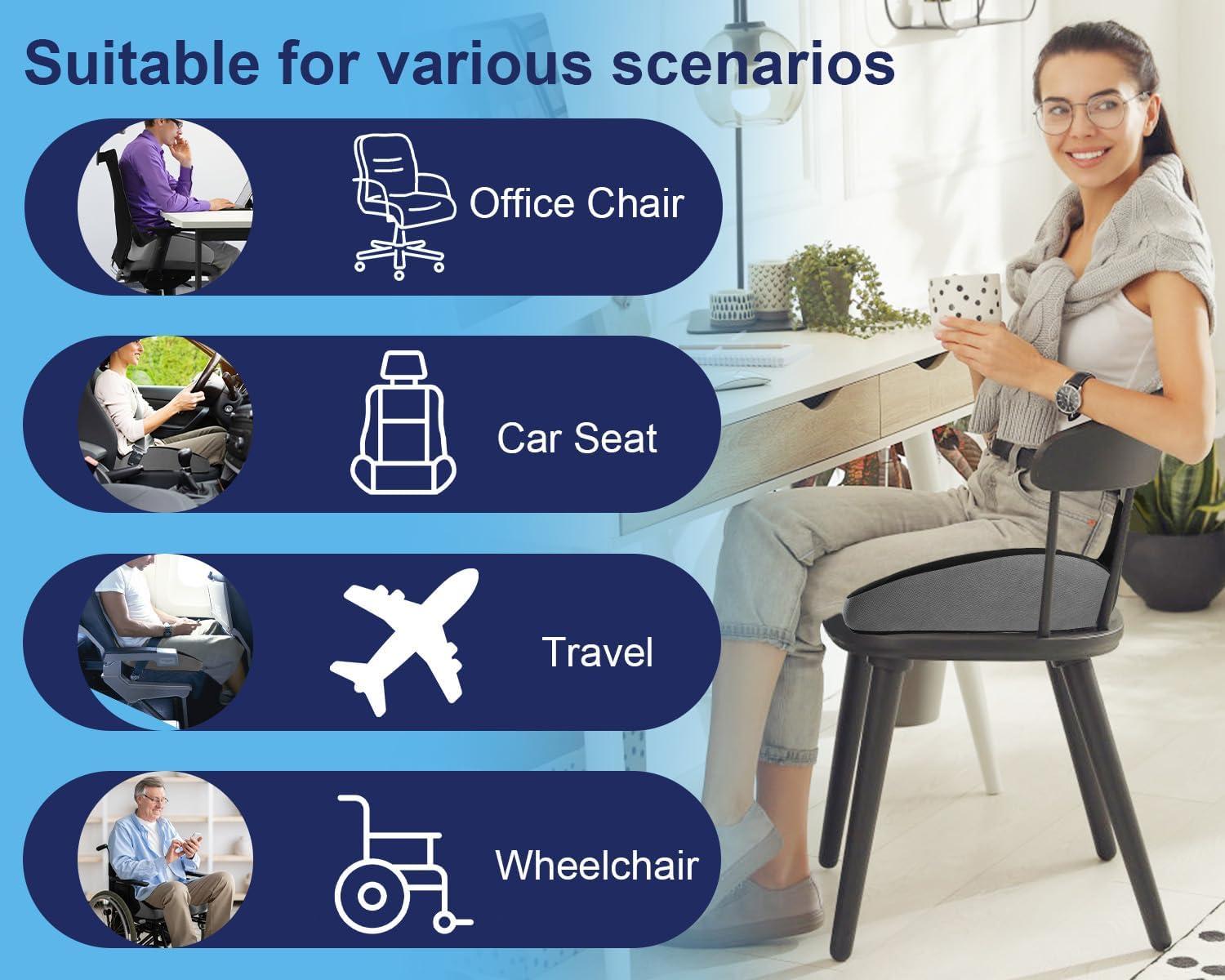 Premium Orthopedic Seat Cushion,X Large Breathable Office Chair Cushion - Enhanced Hip & Tailbone Support,Pressure Relief Sciatica & Leg Relief Let 8+ Hour Sitting Comfort, for Office/Game/Wheelchair