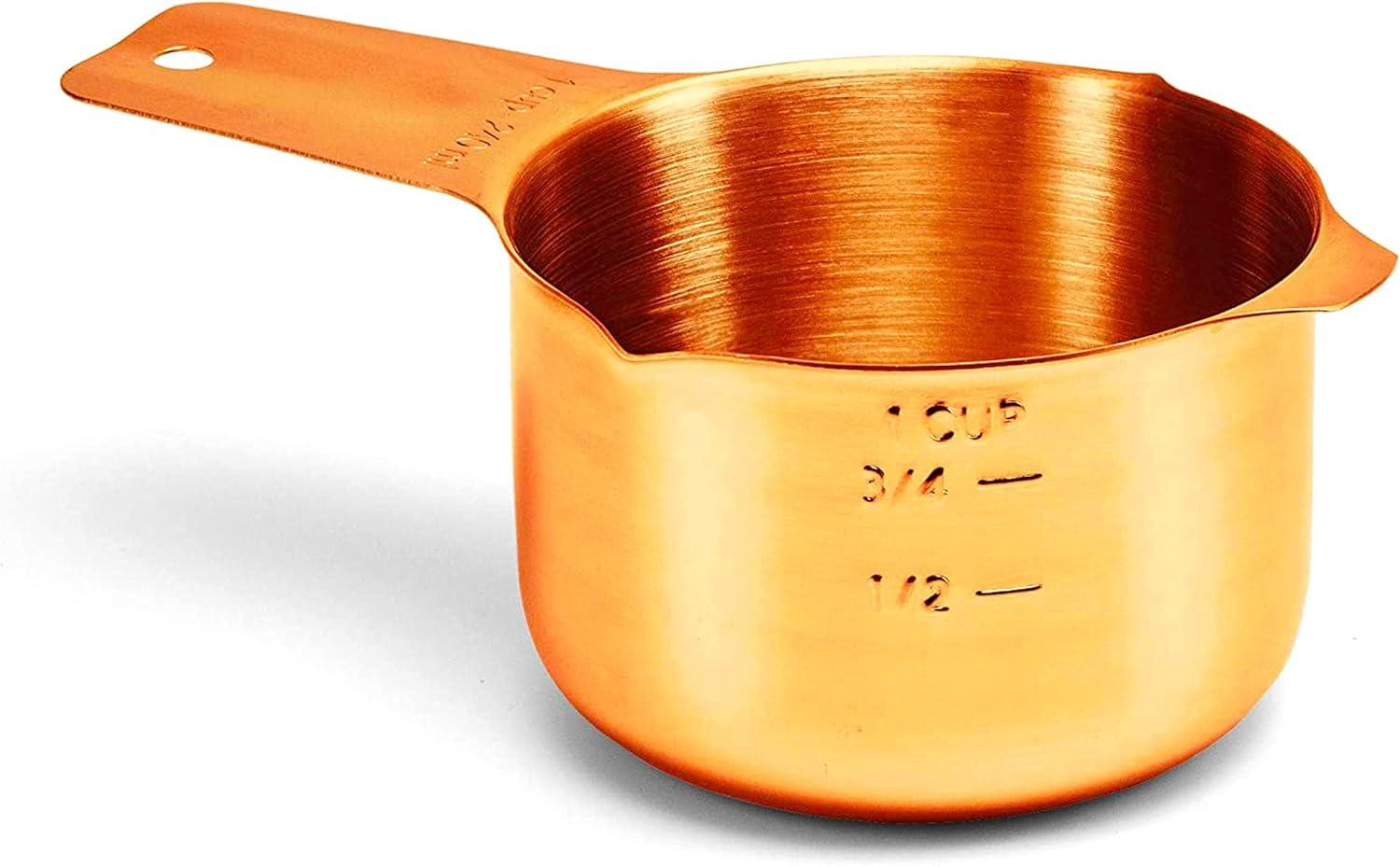 Copper Stainless Steel 1 Cup Measuring Cup with Engraved Markings