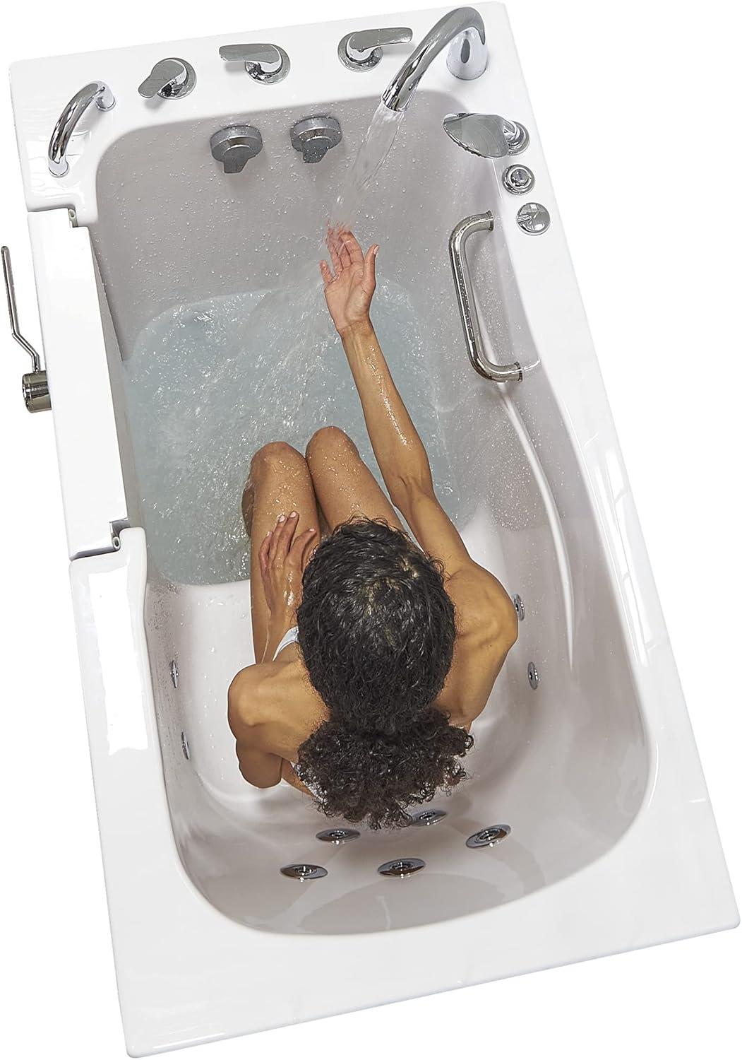 Monaco 32"x52" Acrylic Hydro Massage Walk-In Bathtub, 5 Piece Fast Fill Faucet, 2" Dual Drain