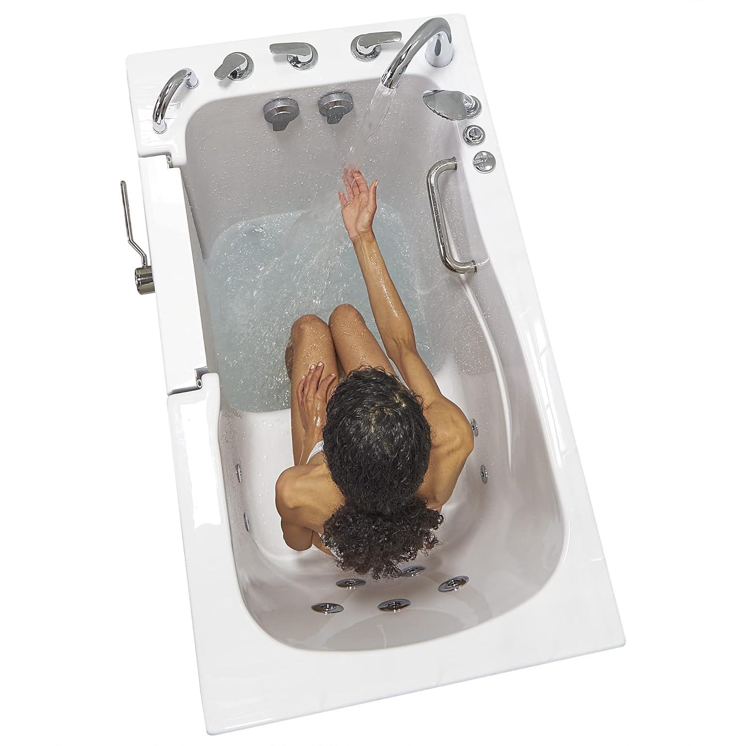 Monaco 32"x52" Acrylic Hydro Massage Walk-In Bathtub, 5 Piece Fast Fill Faucet, 2" Dual Drain