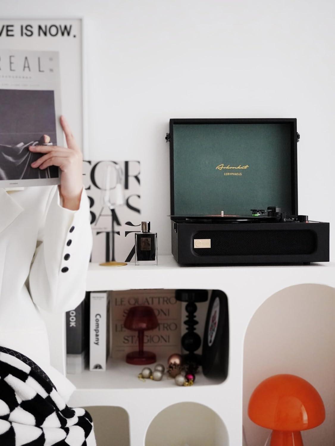 Arkrocket Audio Arkrocket Coryphaeus Bluetooth Turntable Deluxe Edition Record Player(Black/Green)