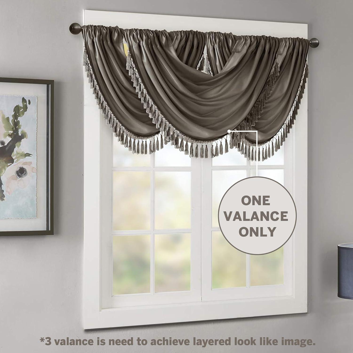 Madison Park Elena Faux Silk Waterfall Embellished 38'' W Single Window Valance