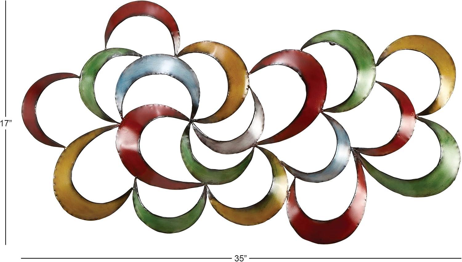 Multicolored Abstract Pinwheel Metal Wall Sculpture