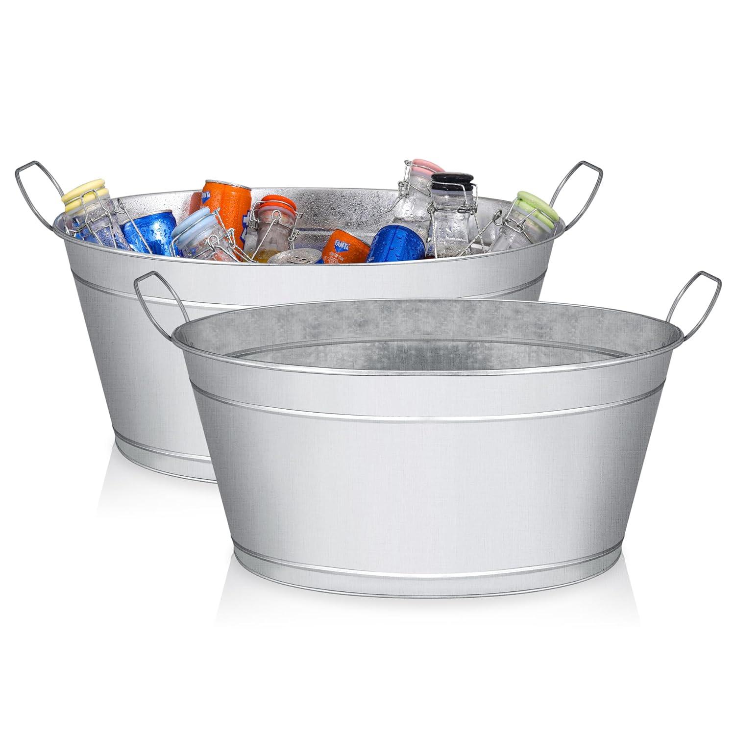 Large Galvanized Tin Beverage Tub Set for Parties