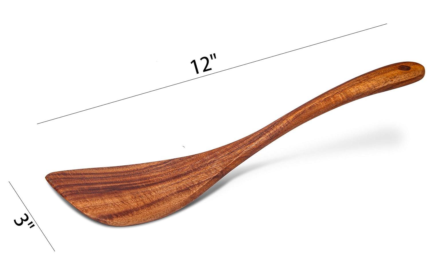 Jilla-hla Wooden Spatula Wooden Turner Acacia Wood,Long Handle Flat Frying Spatula Handmade for Kitchen Cookware (Frying Spatula) C52
