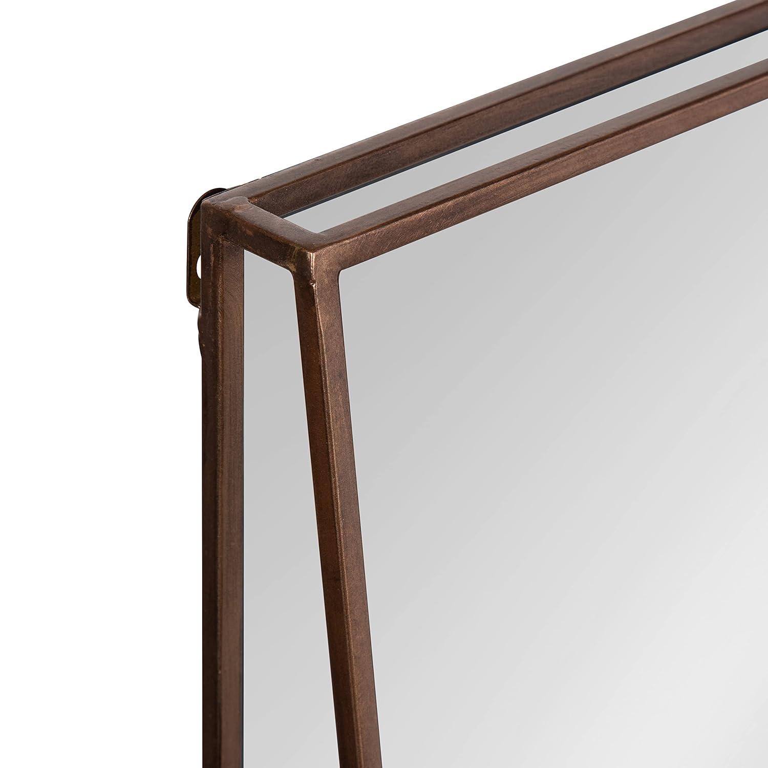 Kate and Laurel Lintz Metal Framed Mirror with Shelf, Bronze 18x24