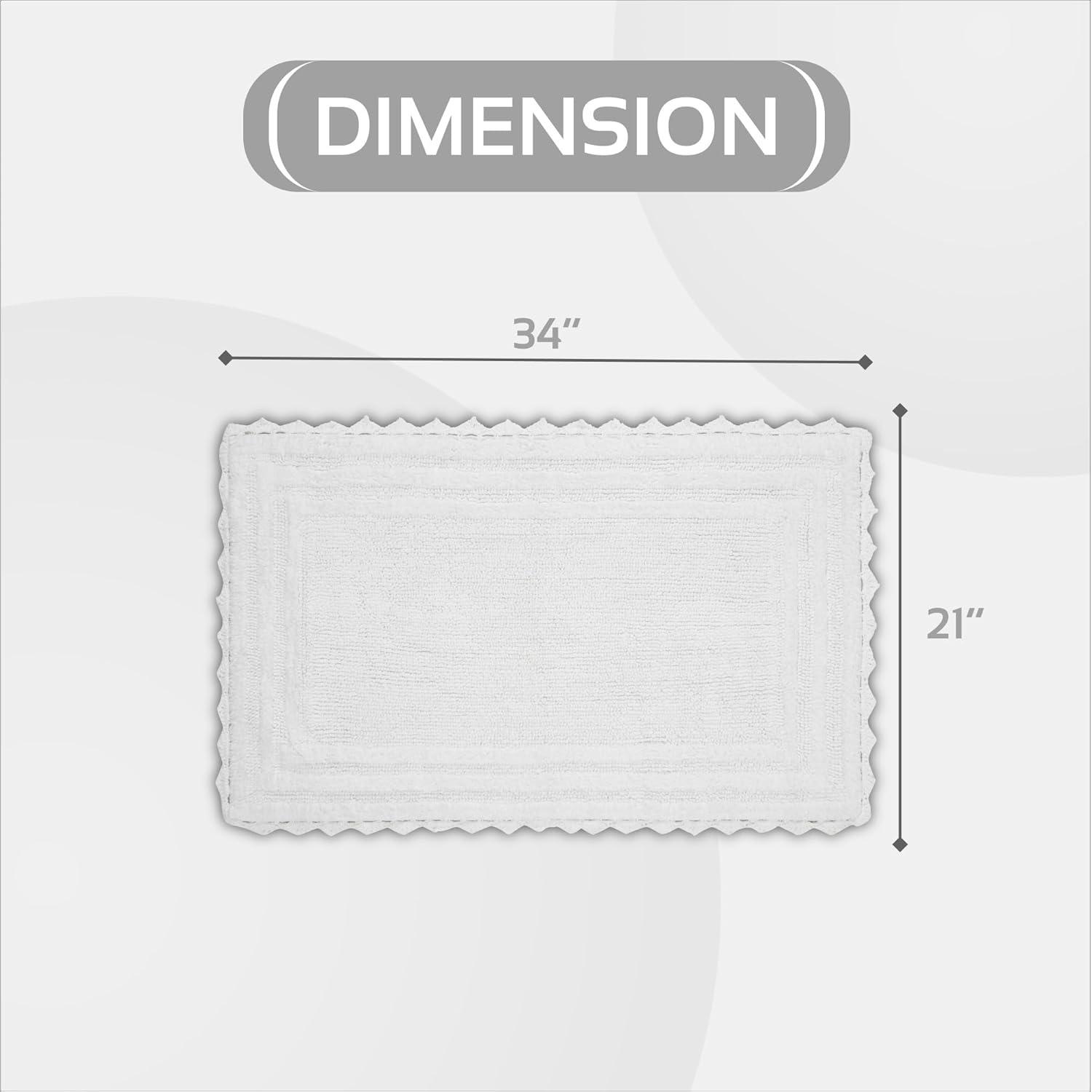 Better Trends Lilly Crochet 100% Cotton Tufted Reversible Bath Rug 21" x 34" Rectangle - White