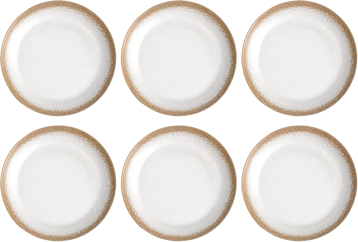 Carmel White and Beige Melamine Dinner Plates, 10.5" Set of 6