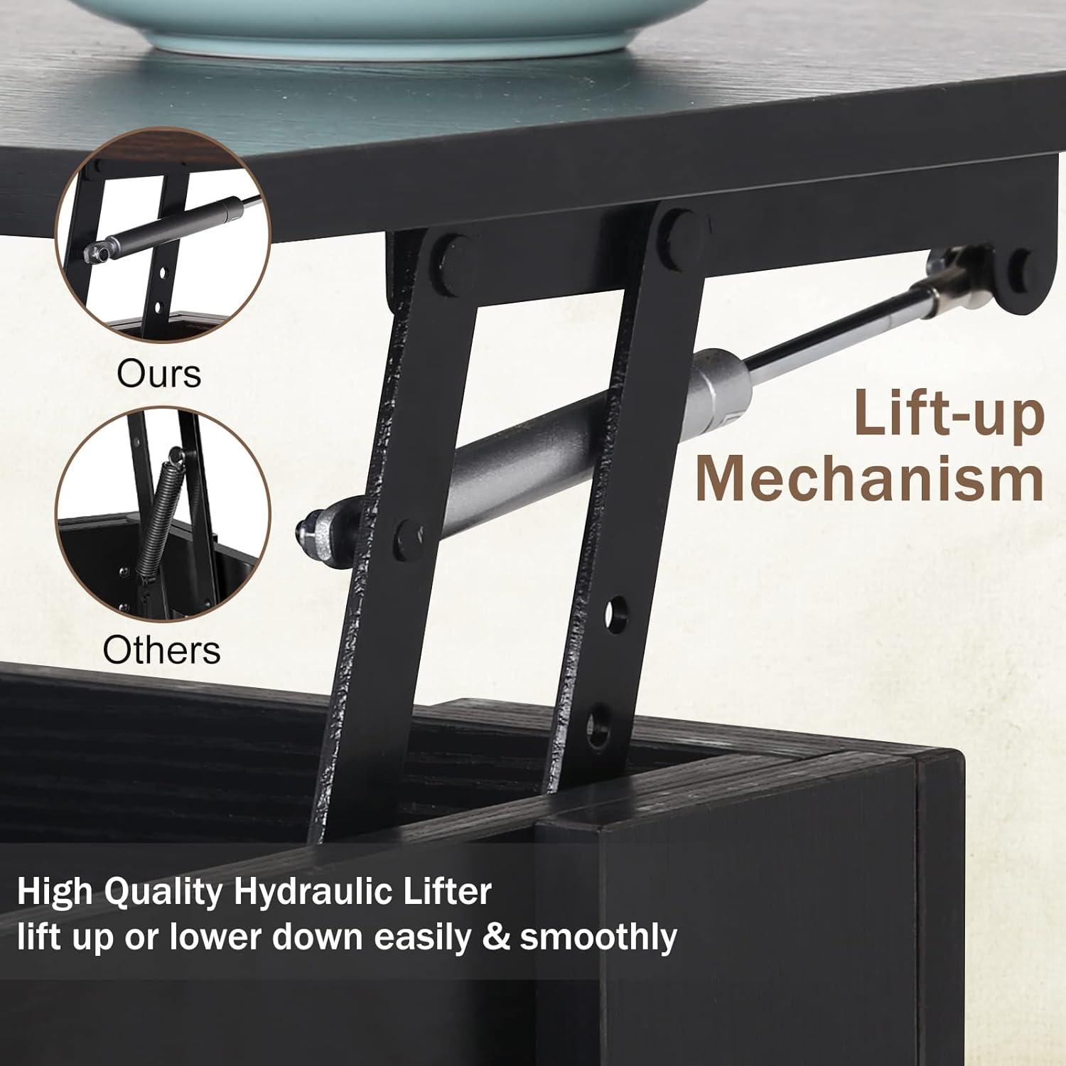 FDW Coffee Tables with Hidden Compartment and Storage Shelf Wooden Lift Tabletop Dining Table for Living Room Home (White)