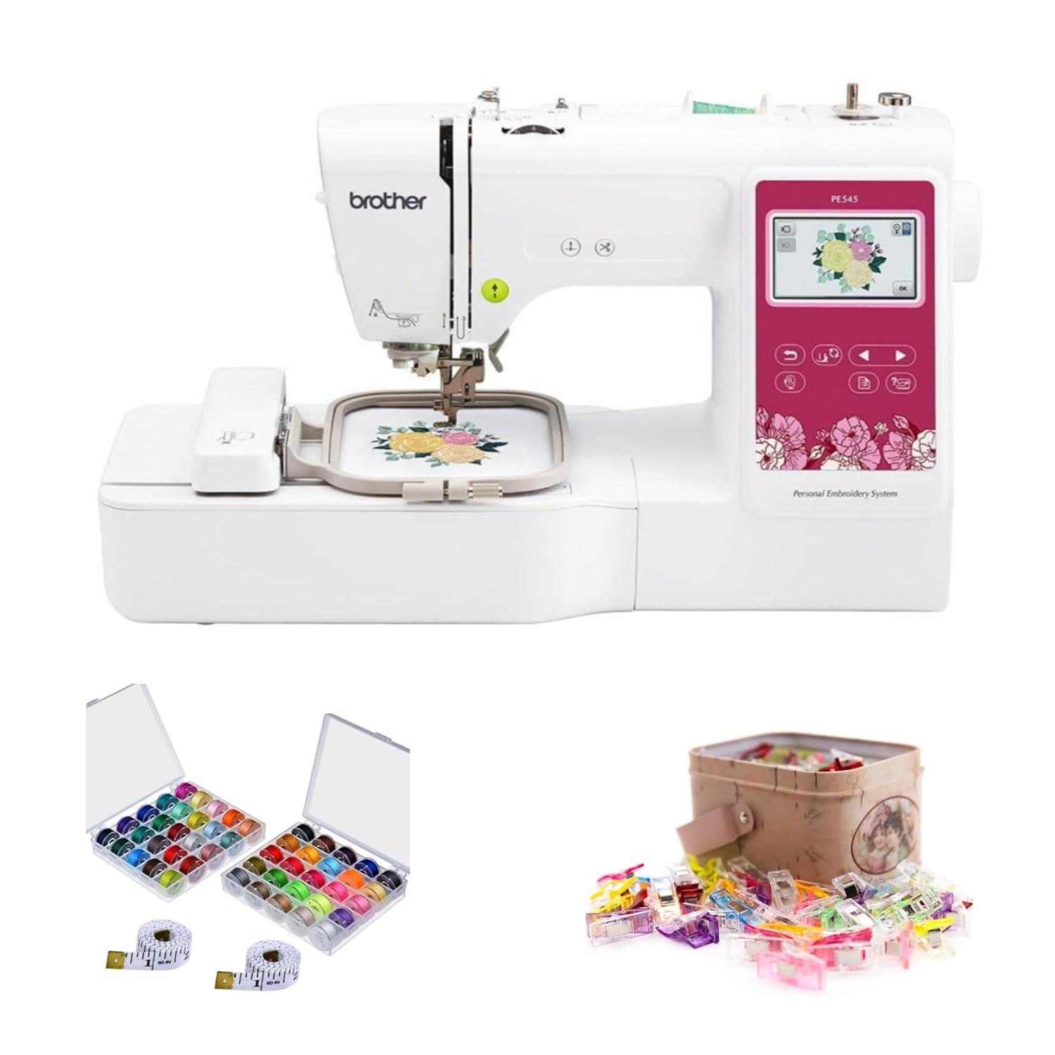 Brother Elite PE545 3.7-Inch Touch Display Embroidery Machine with Sewing Bundle