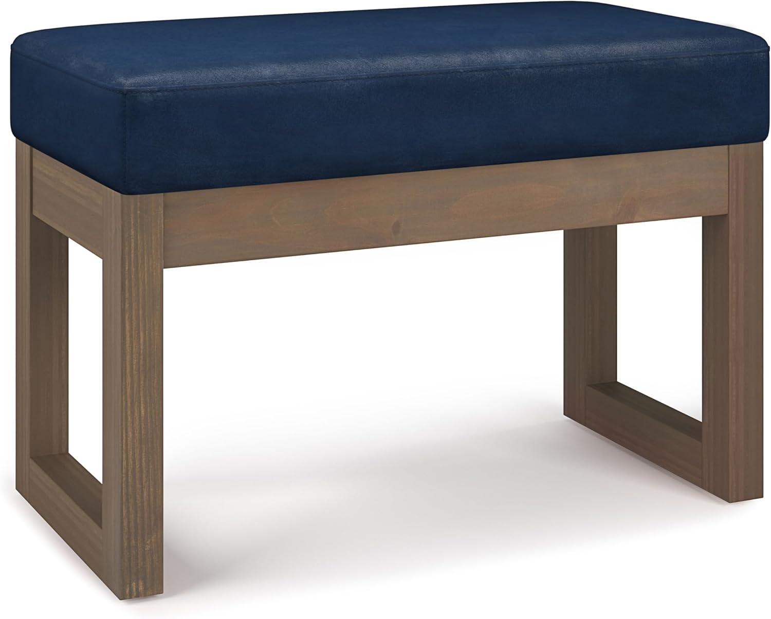 Simpli Home Milltown Ottoman Bench with Upholstered Seat and Solid Wood Frame