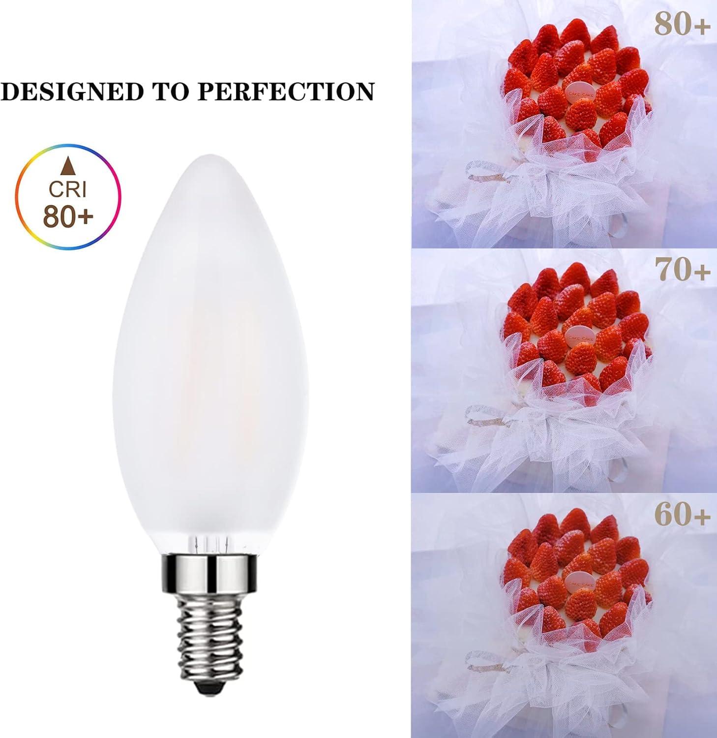 Frosted LED Candelabra Bulbs E12 LED Bulbs 25watt Equivalent, 2W Dimmable B11 Vintage Chandelier Light Bulbs Warm White 2700K Frosted Glass Decorative Candle Bulb, 12 Pack