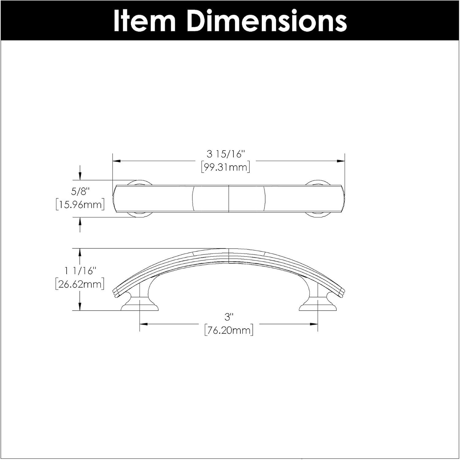 American Diner Kitchen Cabinet Handles, Solid Core Drawer Pulls for Cabinet Doors, 3"