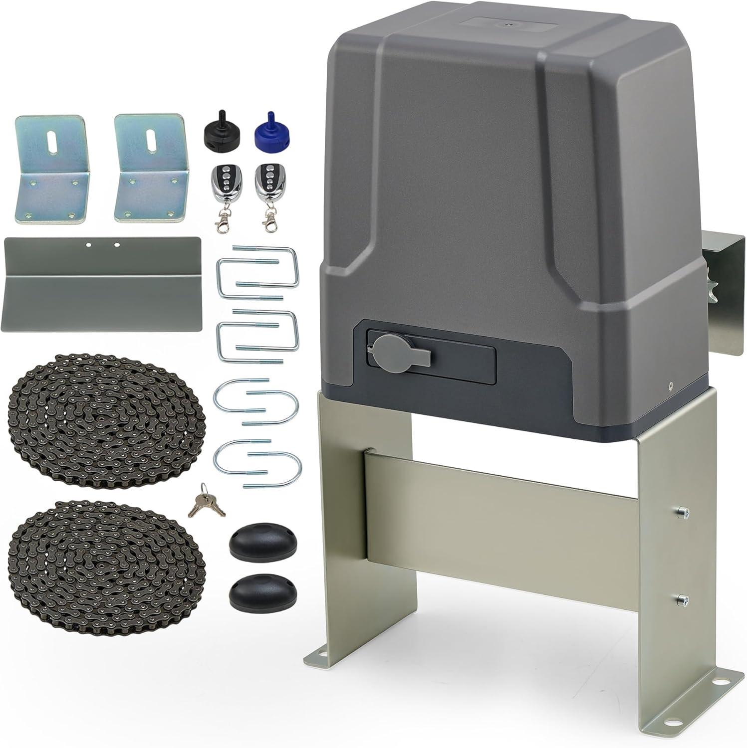 Gray 170W Sliding Gate Opener Kit with Remote Control