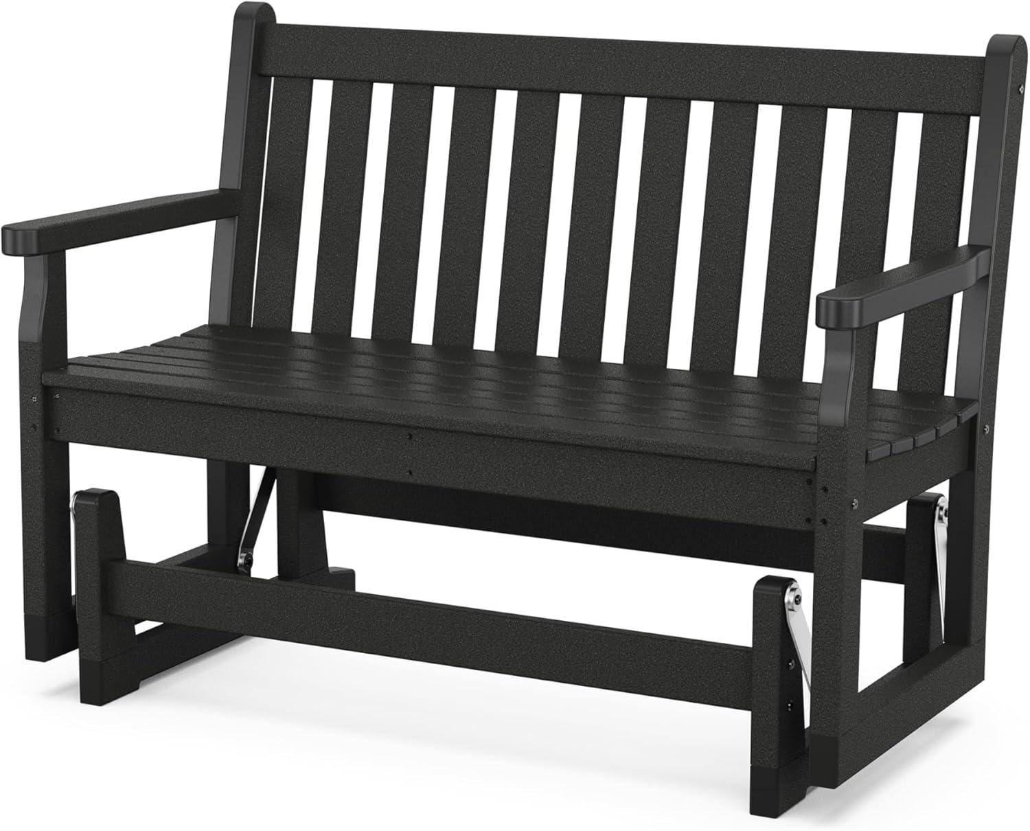 Black 48-Inch Traditional Garden Glider Bench