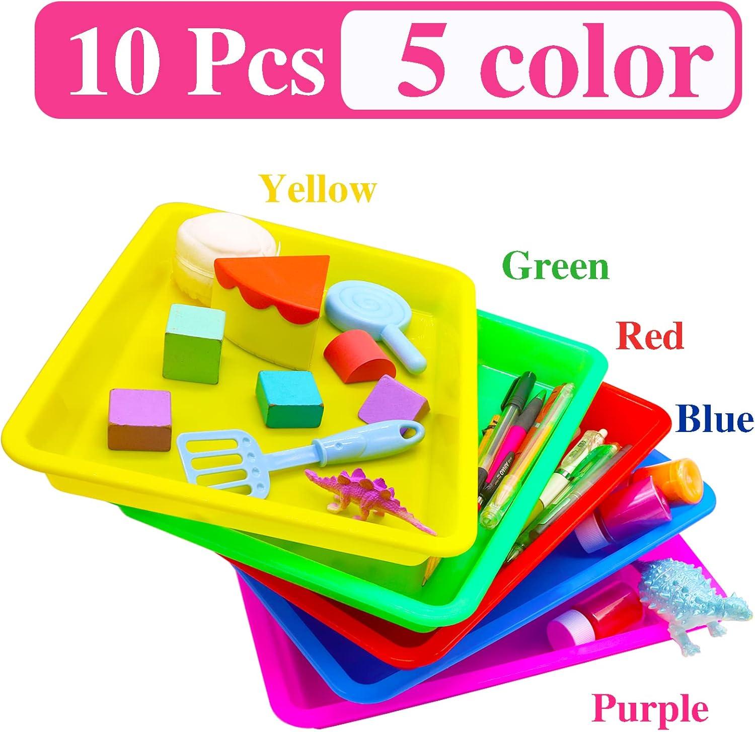 10 Pack Multicolor Plastic Art Trays for Kids Crafts and Painting