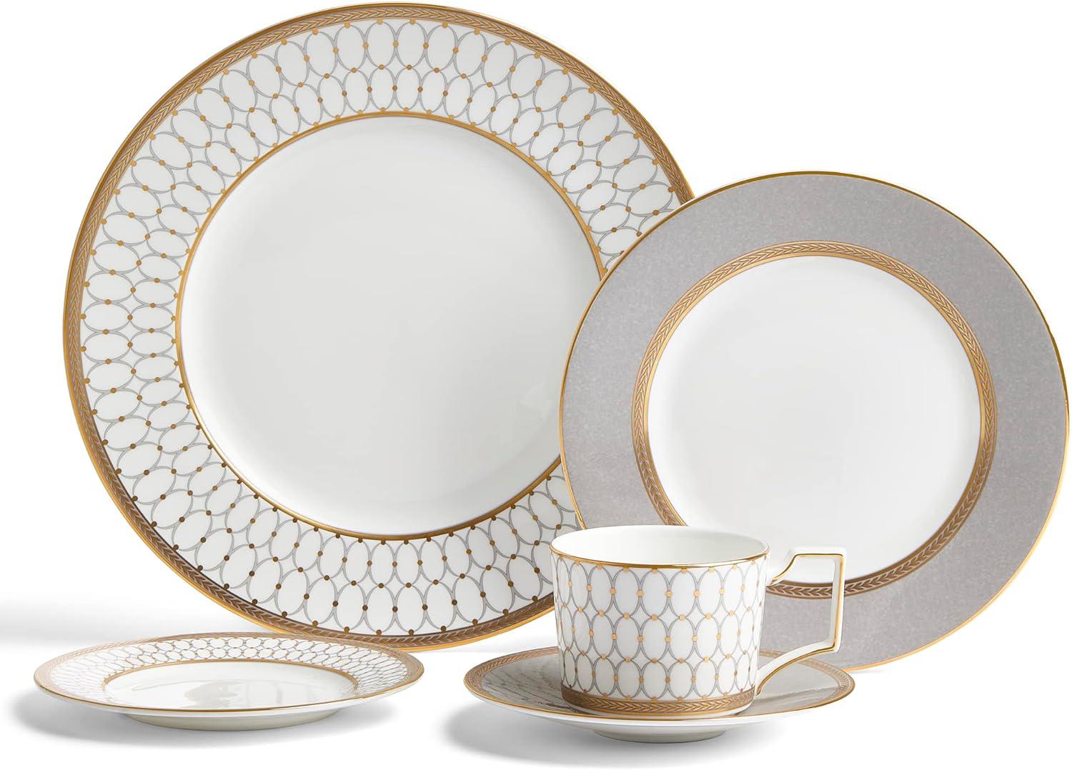 Renaissance Gray and Gold 5-Piece Porcelain Place Setting