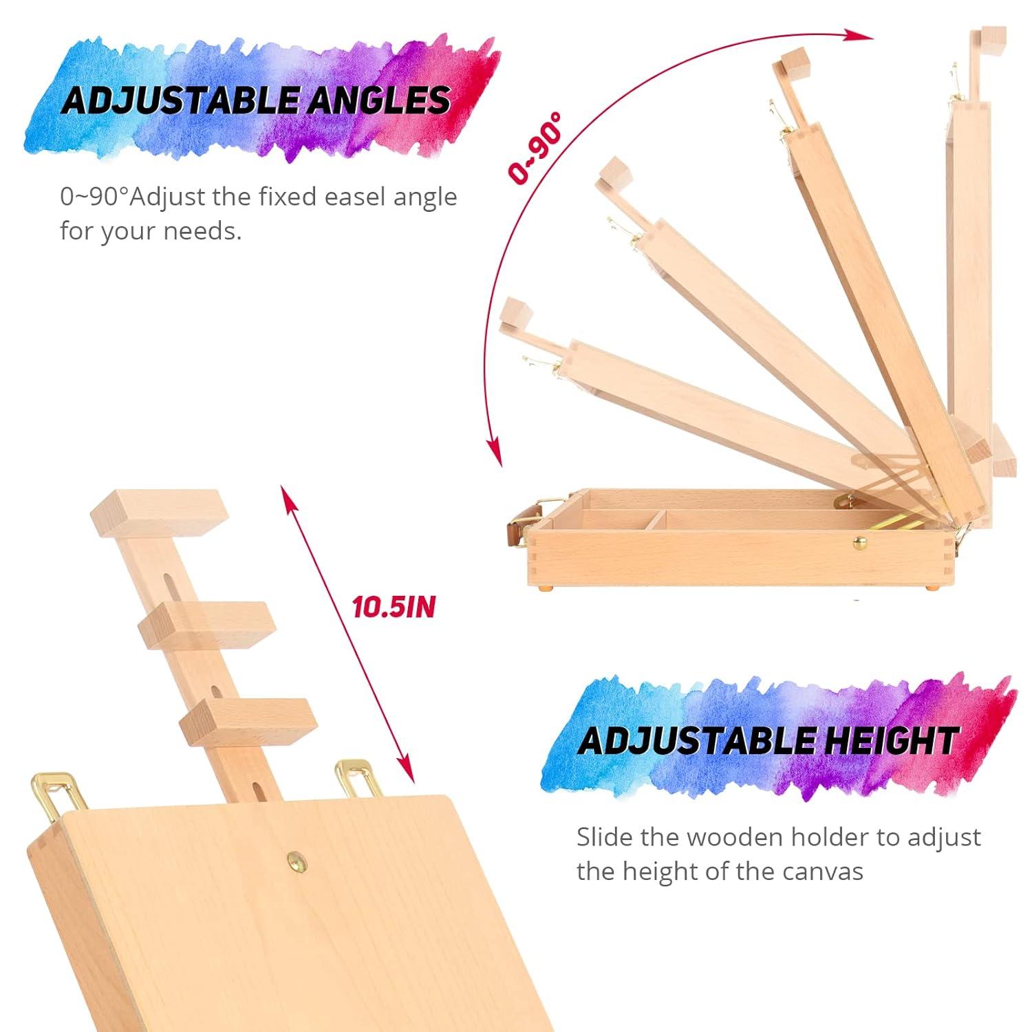 Kuyal Art Supplies Box Easel Sketchbox Painting Storage Box-Adjustable Design with Large 2-Drawer